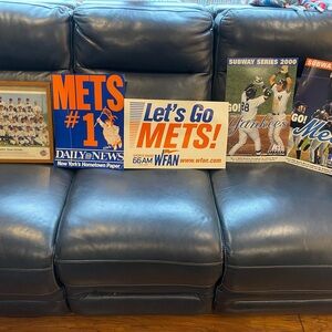 REAL VINTAGE Mets and Yankees posters and 1969 program photo of team !